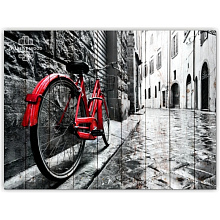 Чёрное панно для стен Creative Wood Велосипеды Велосипеды - Красный велосипед